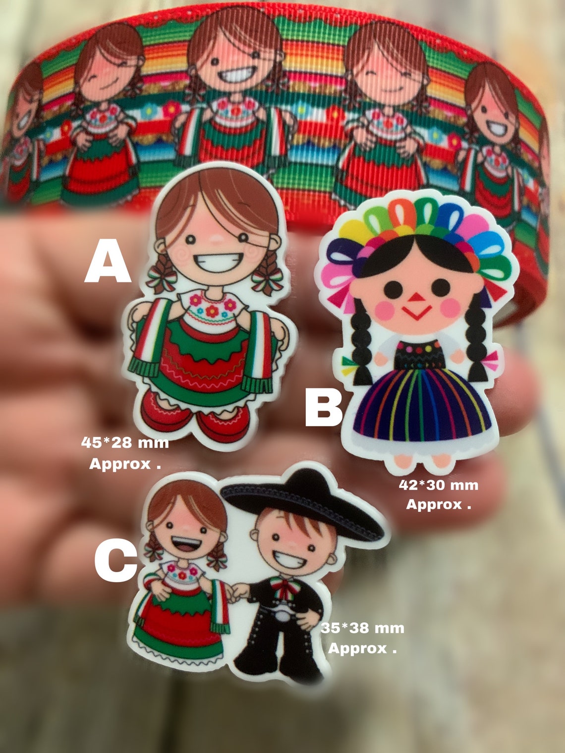 María Mexican Character Grosgrain Ribbon. Mexico Ribbons. María Mexican ...
