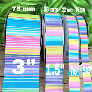 CRAFT SUPPLY pastel rainbow grosgrain ribbon. Pastel serape ribbon . Pastel stripes ribbons . Spring ribbons. Easter ribbons.pastel ribbon.