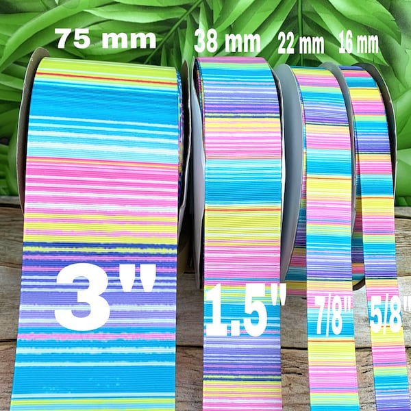 CRAFT SUPPLY pastel rainbow grosgrain ribbon. Pastel serape ribbon . Pastel stripes ribbons . Spring ribbons. Easter ribbons.pastel ribbon.