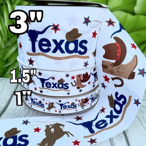 CRAFT SUPPLY . Texas grosgrain ribbon. Western ribbon. Cowgirl ribbon. Rodeo ribbon. Cowboy ribbon. Texas ribbon. Texas cowboy ribbon.