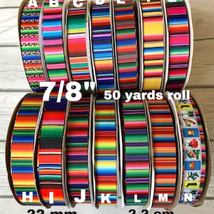May include: A set of 11 rolls of 7/8 inch (22 mm) wide colorful striped ribbon. The ribbon is 50 yards long and is available in a variety of colors, including red, blue, green, yellow, and orange. The ribbon is perfect for crafting, decorating, and gift wrapping.