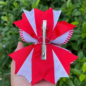 HANDMADE. Candy Cane Hair Bow. Christmas Hair Bow. White and Red ...