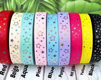 foil stars grosgrain ribbon. Stars  ribbons. Pastel colors ribbons. Unicorn ribbon . Birthday  ribbons. CRAFT SUPPLY.