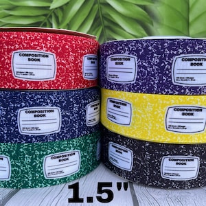CRAFT SUPPLY. notebook grosgrain ribbon. School ribbon. Back to school ribbon.  notebook  ribbon. school ribbon. School hair bow ribbon.