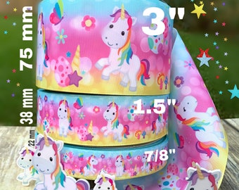 CRAFT SUPPLY.3”,1.5” 7/8”Unicorn grosgrain ribbon. Unicorn ribbon . Unicorn grosgrain.