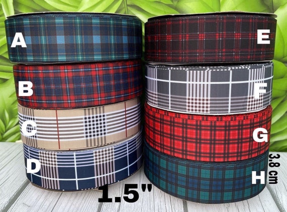 CRAFT SUPPLY. Plaid grosgrain ribbons. School uniform ribbon. green plaid ribbon. Gray plaid ribbon. School plaid ribbon. Khaki plaid ribbon