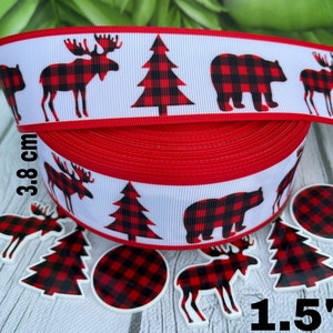 CRAFT SUPPLY. Red Plaid ribbon. Red  Buffalo ribbon. christmas scotch ribbon. Red Scottish  ribbon. Buffalo ribbon. Red tartan plaid ribbon.