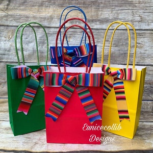 HANDMADE 12 pieces Mix colors Mexican  party favors .Mexican favor bags.Mexican candy bags. Mexico favors bags. dulceros mexicanos.