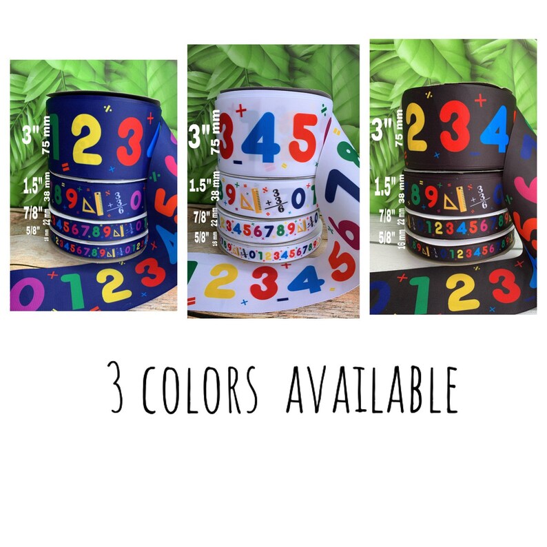 Math Design Ribbon CRAFT SUPPLY. Colors Numbers on Navy Blue Grosgrain Ribbon . Numbers ...