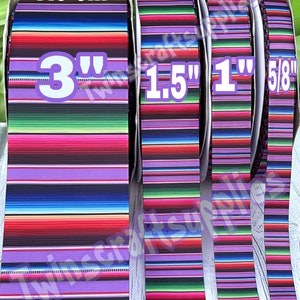 CRAFT SUPPLY. Purple Serape grosgrain single sided ribbon. Zarape ribbon. Serape ribbon. Ethnic ribbons. 5 de mayo ribbon. Fiesta ribbon.