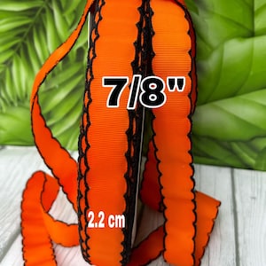 CRAFT SUPPLY. Orange Crochet grosgrain ribbon. Orange gros ribbon. Orange grosgrain ribbon. Orange black ribbon.