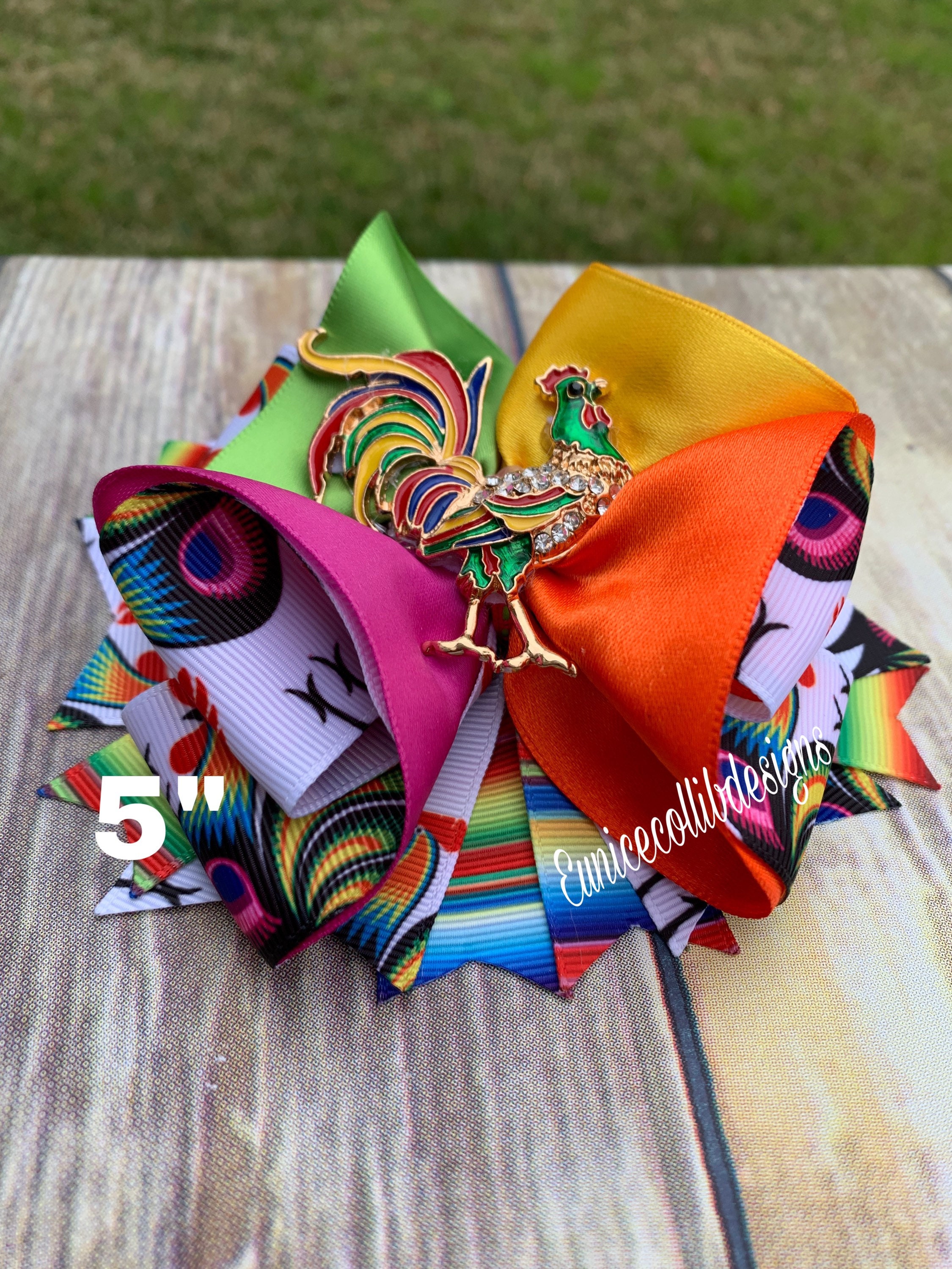 Folkloric hair bow. Mexican hairbow. Rooster hair bow . Folk Etsy