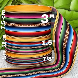 CRAFT SUPPLY Ruban Serape Jaune. Ruban 5 de Mayo. ruban gros-grain mexicain.fiesta rubans mexicains. Ruban gros grain du Mexique. Ruban Serape