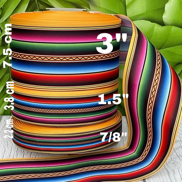 CRAFT SUPPLY Yellow Serape ribbon.5 de Mayo ribbon. mexican Grosgrain ribbon.fiesta mexican ribbons. Mexico grosgrain ribbon. Serape ribbon