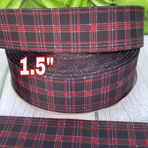 CRAFT SUPPLY. Back to school ribbon.Navy red Plaid ribbon.scotch ribbon . Scottish ribbons. Red Buffalo ribbon.Buffalo plaid ribbon.