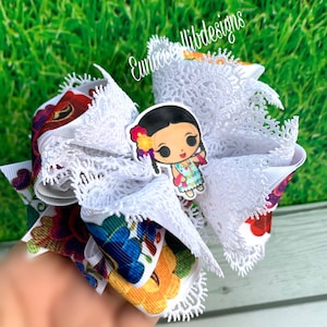 HANDMADE 5” Yucatán hair bow . Mexico hair bow. Folk art hair bow. Moño yucateco. Mexican hair bow.