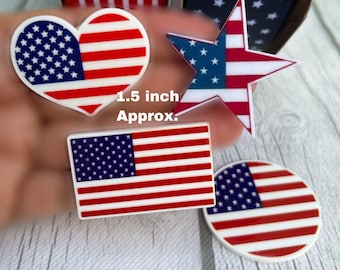 CRAFT SUPPLY. Usa Flag hair bow center. 4th of july resin. 4th of july cabochon. Usa flag resin. Usa flag cabochon. Patriotic resin.