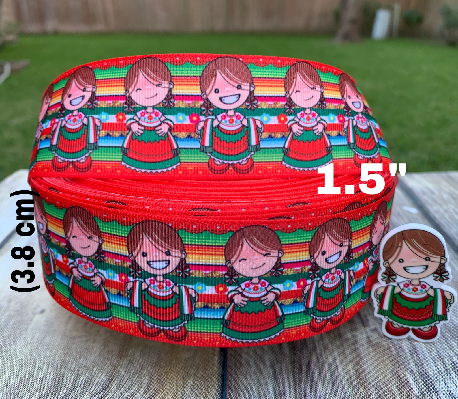 María Mexican Character Grosgrain Ribbon. Mexico Ribbons. María Mexican ...