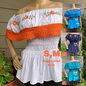 HANDMADE Embroidered mexican blouse. 5 de mayo party blouse. Fiesta mexican embroidered blouse.