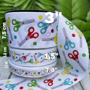 CRAFT SUPPLY Back to school grosgrain ribbon. Back to school ribbons. Scissors ribbon, school ribbons . School ribbon.