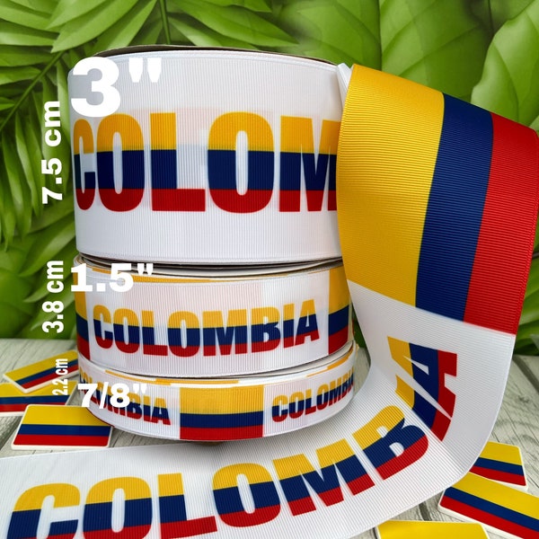 CRAFT SUPPLY. Colombia flag grosgrain ribbon . Colombia ribbon. Colombia grosgrain ribbon. Colombia flag ribbon. Hair bow and craft ribbon.