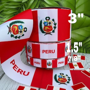 CRAFT  SUPPLY. Perú flag grosgrain ribbon. Perú ribbon. Perú flag ribbon. Perú hair bow.