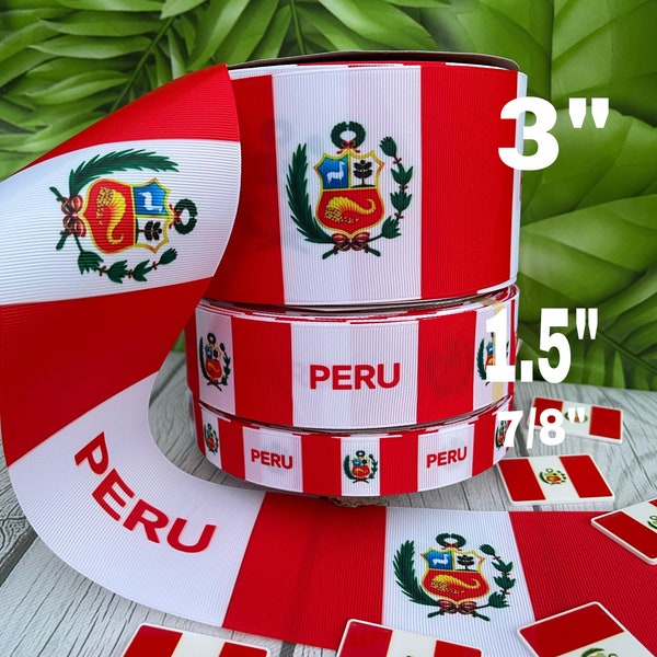 CRAFT  SUPPLY. Perú flag grosgrain ribbon. Perú ribbon. Perú flag ribbon. Perú hair bow.