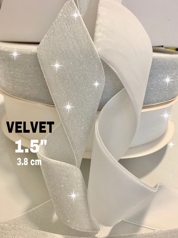 MATERIALES PARA MANUALIDADES: Cinta blanca de terciopelo de 3,8 cm