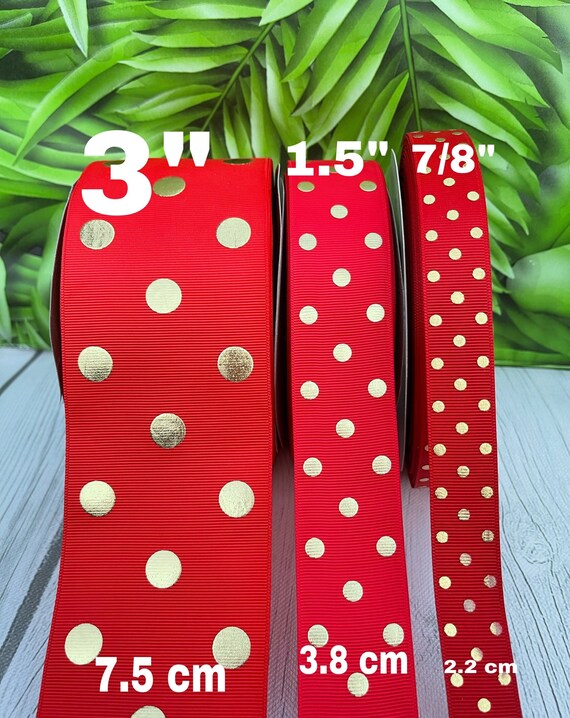 1 Gold Foil Merry Christmas Holiday Red Grosgrain Ribbon DIY Gift