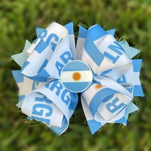 HANDMADE . Argentina flag hair bow. Argentina hair bow. Argentina Clip bow. Argentina flag bow.