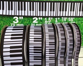 CRAFT SUPPLY .Piano keyboard grosgrain ribbon. piano ribbon . musical grosgrain ribbon . Music ribbon. Musical ribbon.