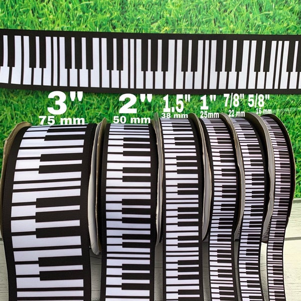 CRAFT SUPPLY .Piano keyboard grosgrain ribbon. piano ribbon . musical grosgrain ribbon . Music ribbon. Musical ribbon.