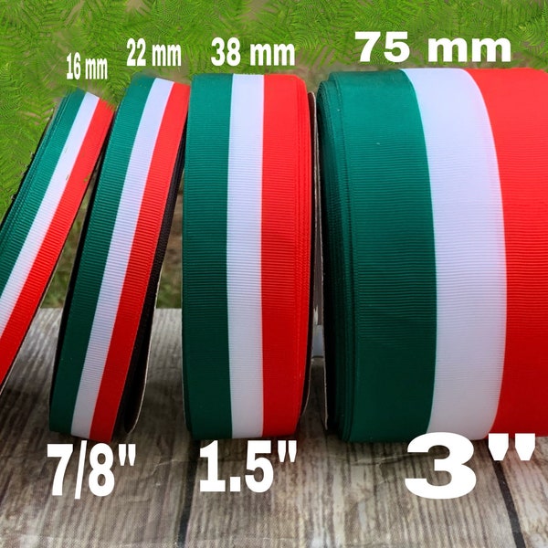 CRAFT  SUPPLY. Green,white and red grosgrain ribbon. Mexico ribbons. Mexican tricolor ribbon. . Italy flag ribbons.Mexico flag ribbon.