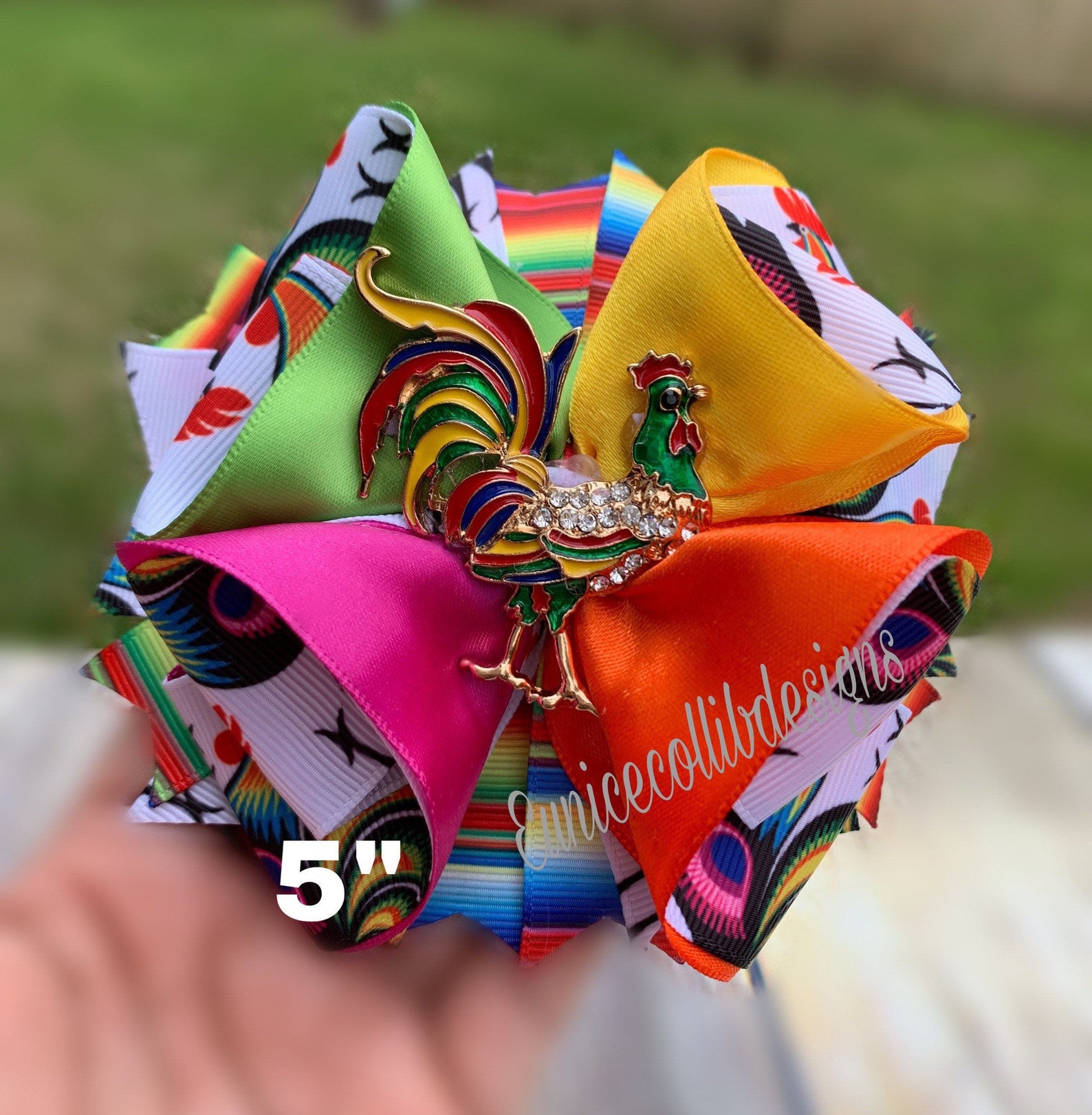 Folkloric hair bow. Mexican hairbow. Rooster hair bow . Folk Etsy