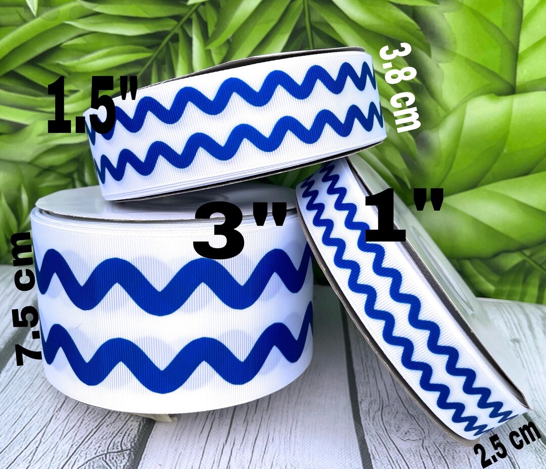 CRAFT SUPPLY. Royal Blue Waves Grosgrain Ribbon. Blue Waves Grosgrain ...