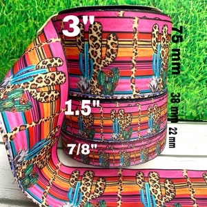 FOURNITURE D’ARTISANAT. Ruban ethnique gros-grain. Ruban de serape guépard. Ruban de nopal léopard. Ruban de cactus. Cactus grosgrain. Ruban de viol.