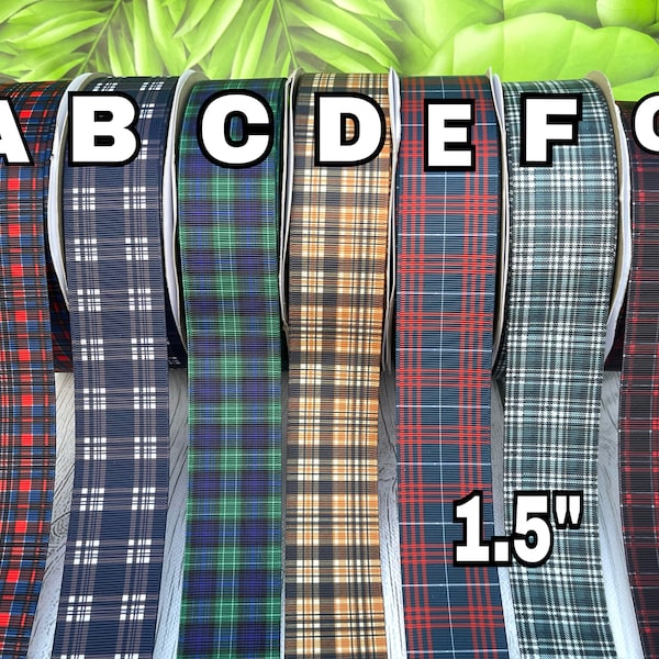 CRAFT SUPPLY. Plaid grosgrain ribbons. School uniform ribbon. green plaid ribbon. Gray plaid ribbon. School plaid ribbon. Khaki plaid ribbon