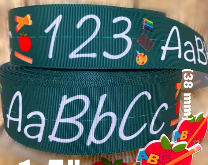 CRAFT SUPPLY 1.5 ABC Grosgrain Ribbon. Alphabet Ribbon, School Ribbon ...