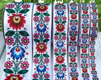 CRAFT SUPPLY. Ethnic flowers grosgrain ribbon.  flowers grosgrain ribbon . flowers ribbon.