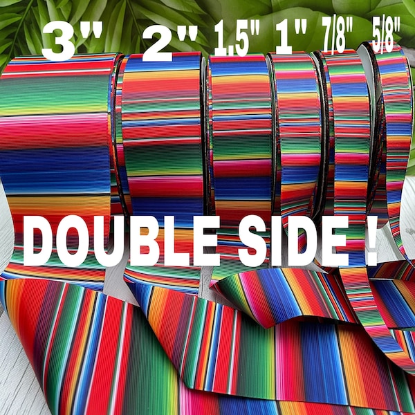 CRAFT SUPPLY double side grosgrain ribbon. Multicolor serape ribbon. Ethnic ribbon. 5 de mayo ribbon. fiesta mexican ribbons.