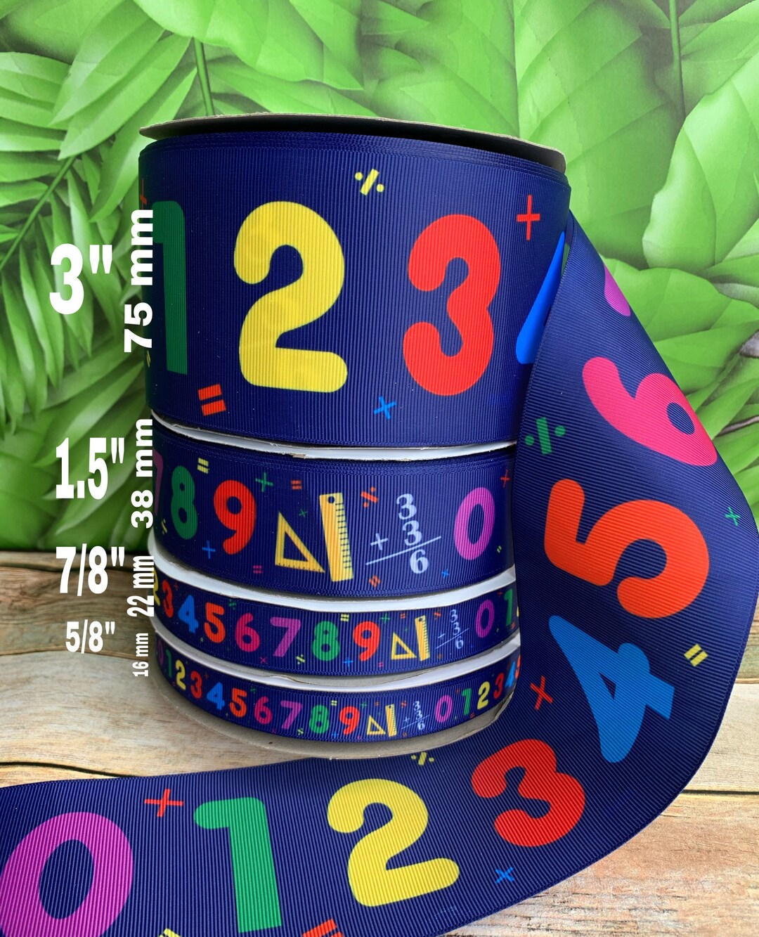 Numeracy Ribbon CRAFT SUPPLY. Colors Numbers on Navy Blue Grosgrain Ribbon . Numbers ...