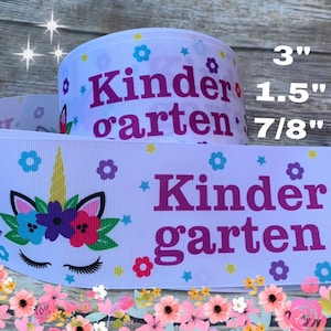 CRAFT SUPPLY  Kindergarten grosgrain ribbon ,kindergarten ribbon.kindergarten hair bow ribbon . Back to school ribbon. School ribbon.