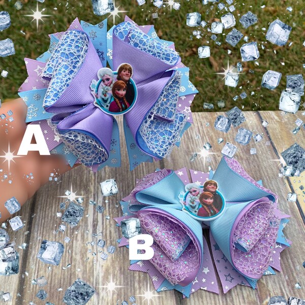 Frozen hair bow . Frozen princess hair bow. Purple Hair bow . Blue purple hairbow.