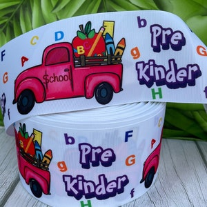 CRAFT SUPPLY. Pre-Kinder grosgrain ribbon. Pre k ribbon. School ribbon. Back to school ribbons. Abc ribbons. Prekinder ribbon.