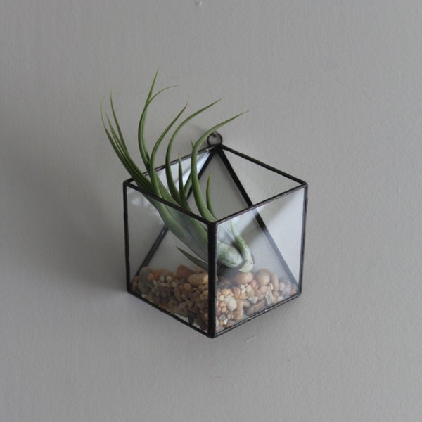 Small Hanging Terrarium Geometric Hanging Planter Wall Mounted Air Plant Succulent Holder Modern Stained Glass Terrarium Boho Home Decor