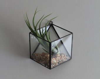 Small Hanging Terrarium Geometric Hanging Planter Wall Mounted Air Plant Succulent Holder Modern Stained Glass Terrarium Boho Home Decor