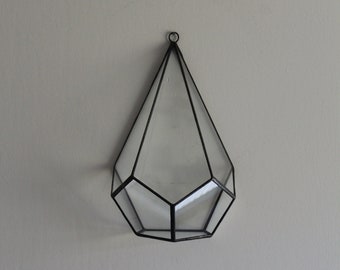Teardrop Hanging Glass Planter Geometric Modern Stained Glass Wall Mounted Terrarium Air Plant Succulent Holder Hanging Pot Boho Home Decor