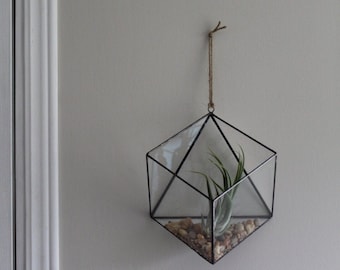 Large Hanging Terrarium Geometric Wall Mounted Air Plant Succulent Holder Modern Stained Glass Planter Indoor Hanging Pot Vertical Garden