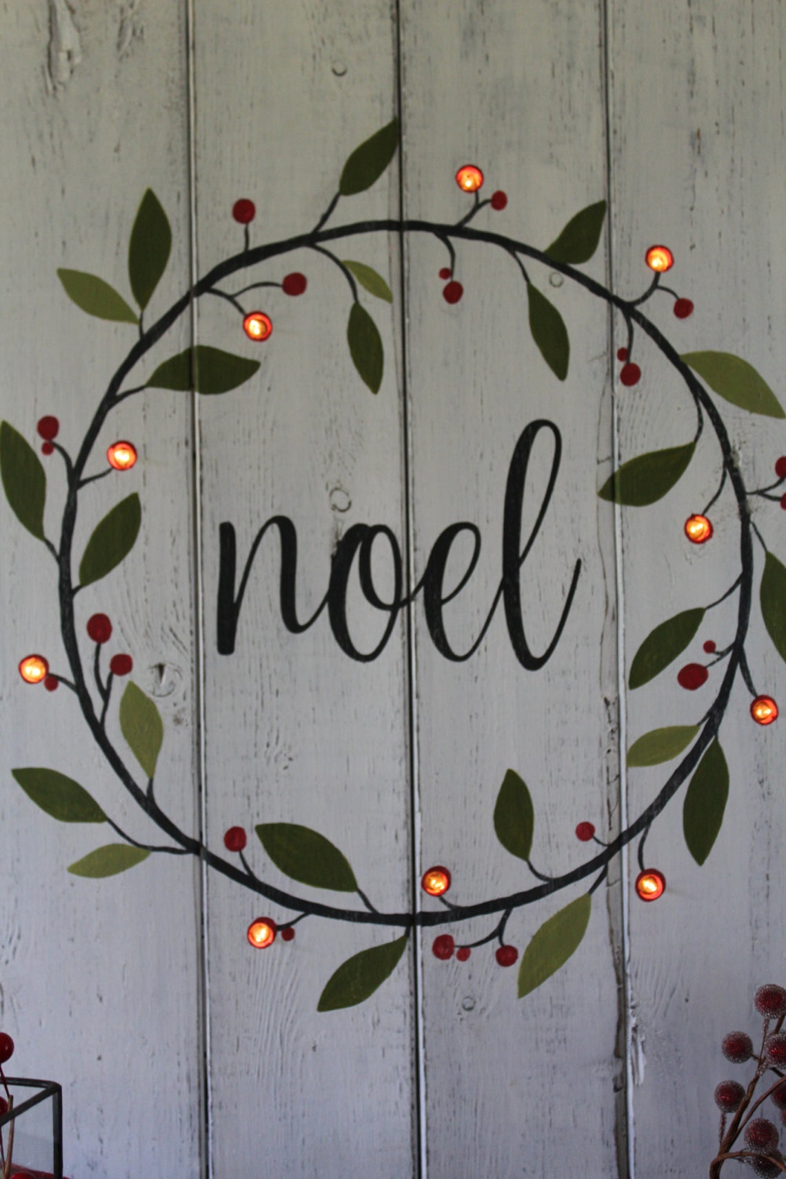 Noel Sign Lighted Christmas Sign Hand Painted Wood Sign Etsy