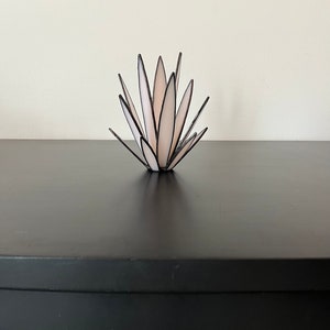 Stained Glass Succulent Sculpture: Pale Pink Agave Yucca Plant Decor